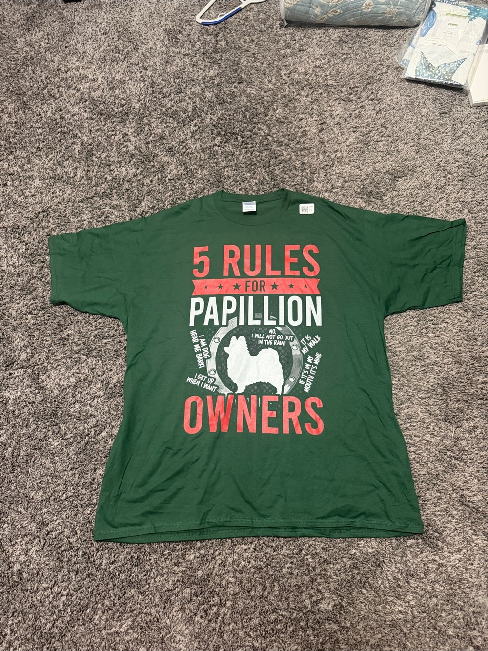 Papillon Dog Lover Graphic T-Shirt XXL NWOT | 5 Rules Funny Tee